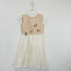 RUSTANETTE Girl Beige Ivory Dress 6 XXS Formal Floral Sleeveless Layered A-line